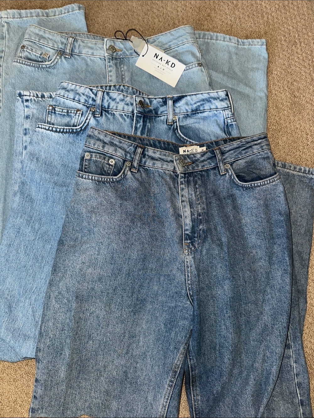 NA-KD Women's High-Rise Light Blue Denim Jeans